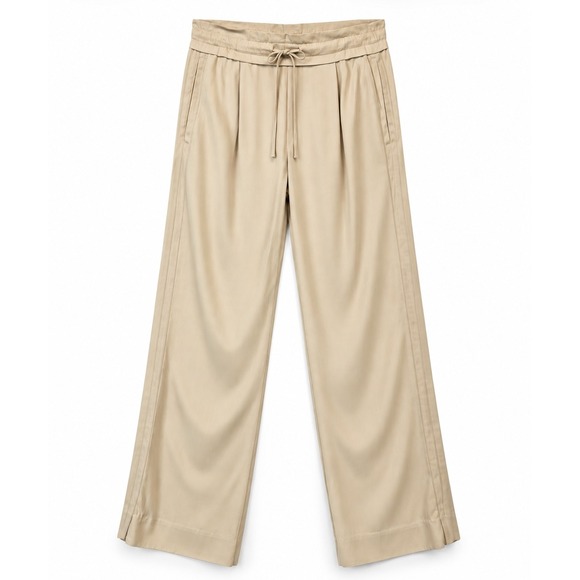 Reiss Pants - REISS Women's Size 4 Beige Wide Leg Drawstring Pull On Pants Trousers